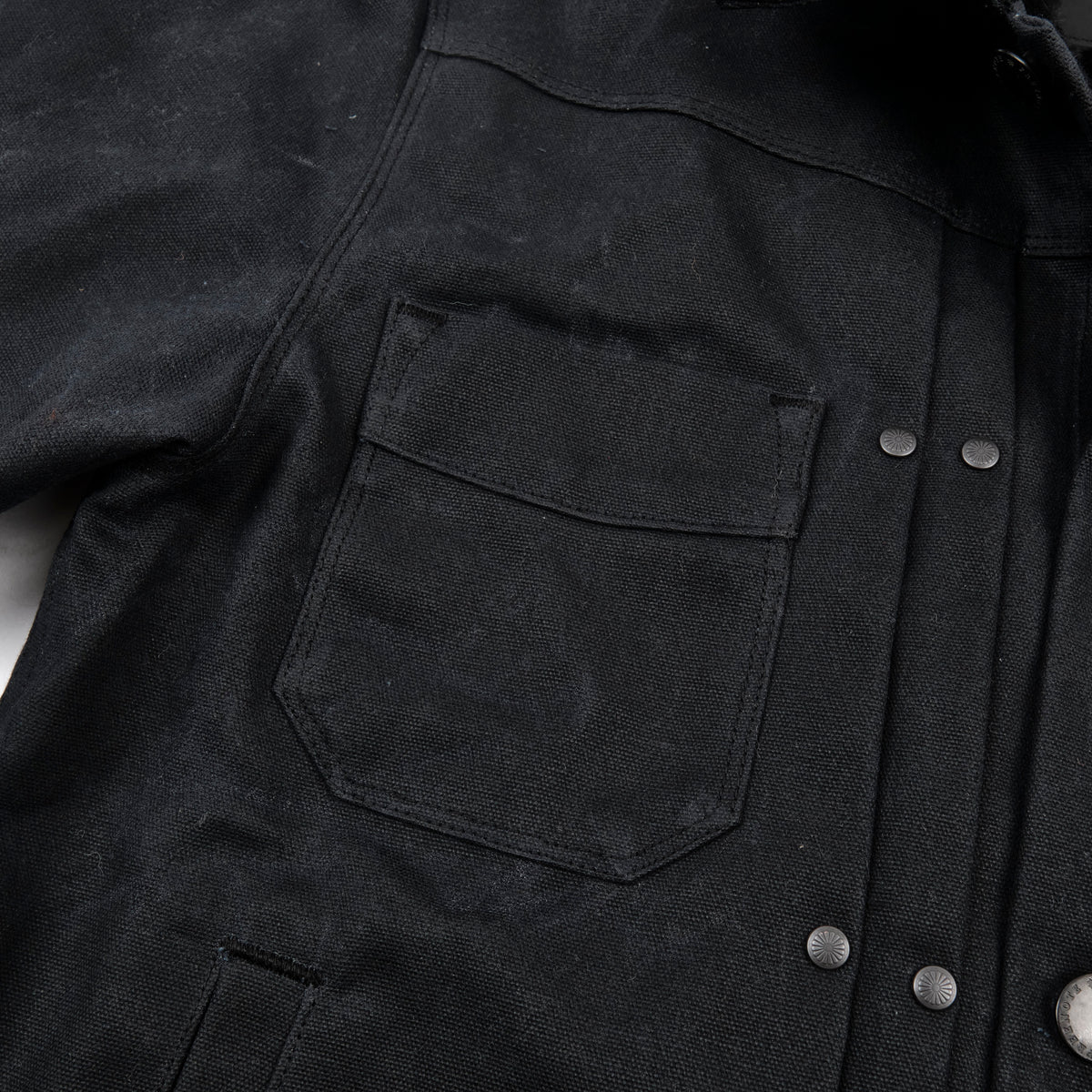Riders Jacket Heavy Waxed Canvas Black Alpaca