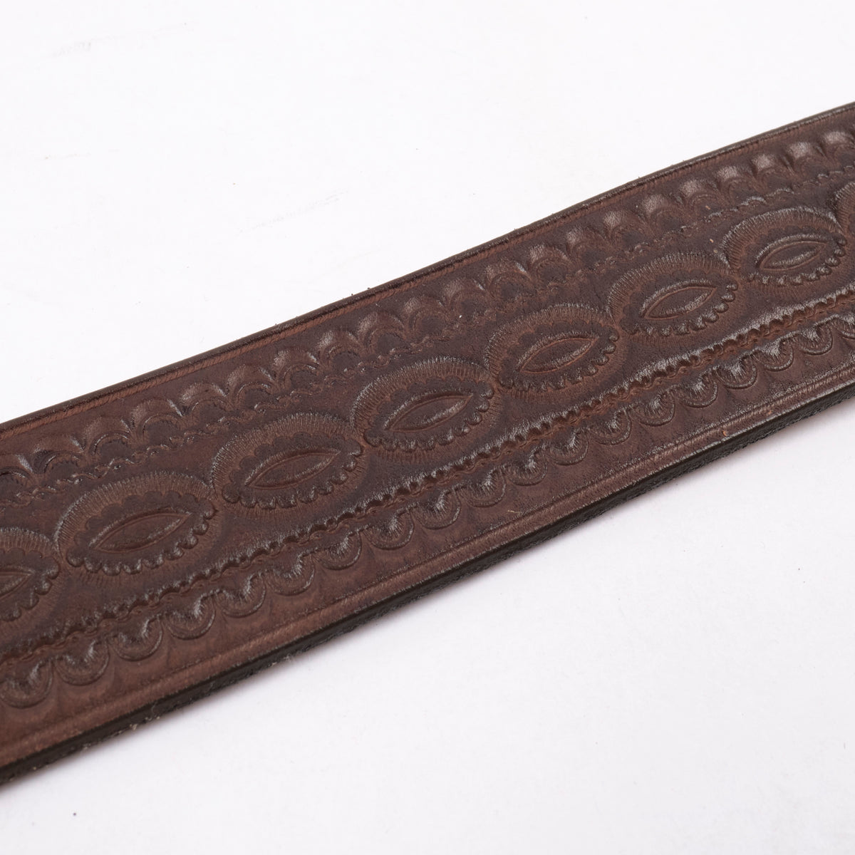 Codina Leather - NOS Vintage Brass Buckle Embossed Belt Brown