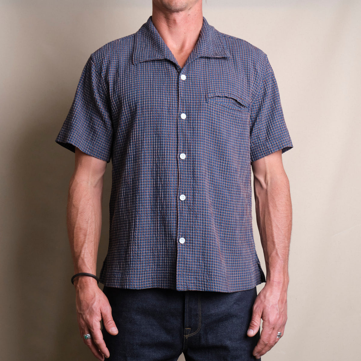 Cayucos Seersucker Blue Plaid