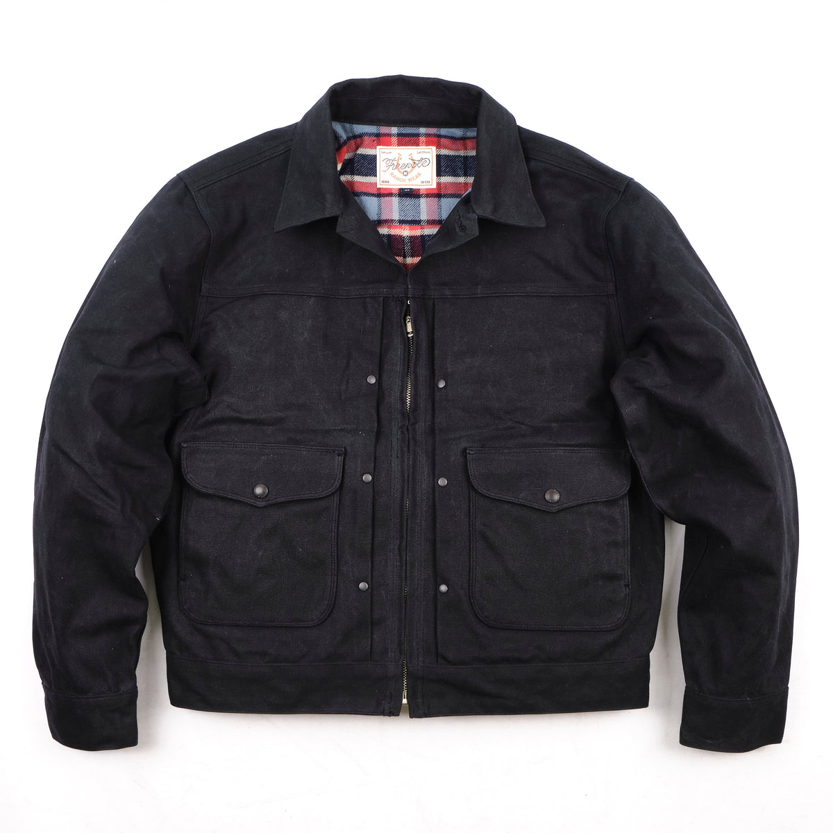 Faro Black Heavy Waxed Canvas Blue Plaid