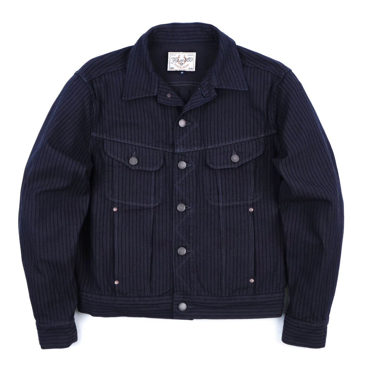 High Low Indigo Herringbone Dobby Jacket