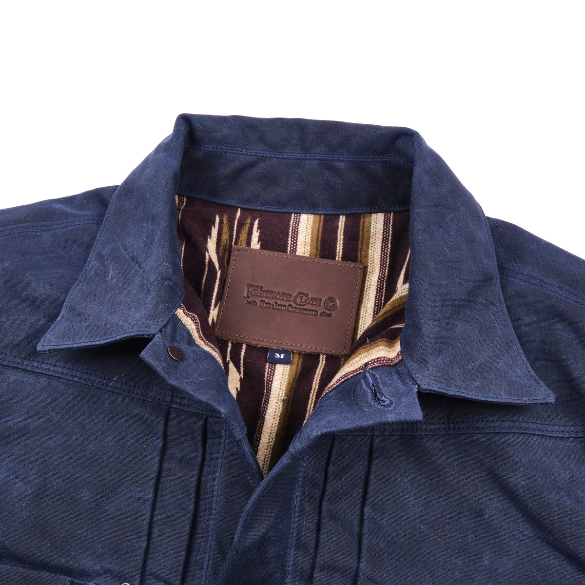 Riders Jacket Waxed Canvas Navy Purple Interior