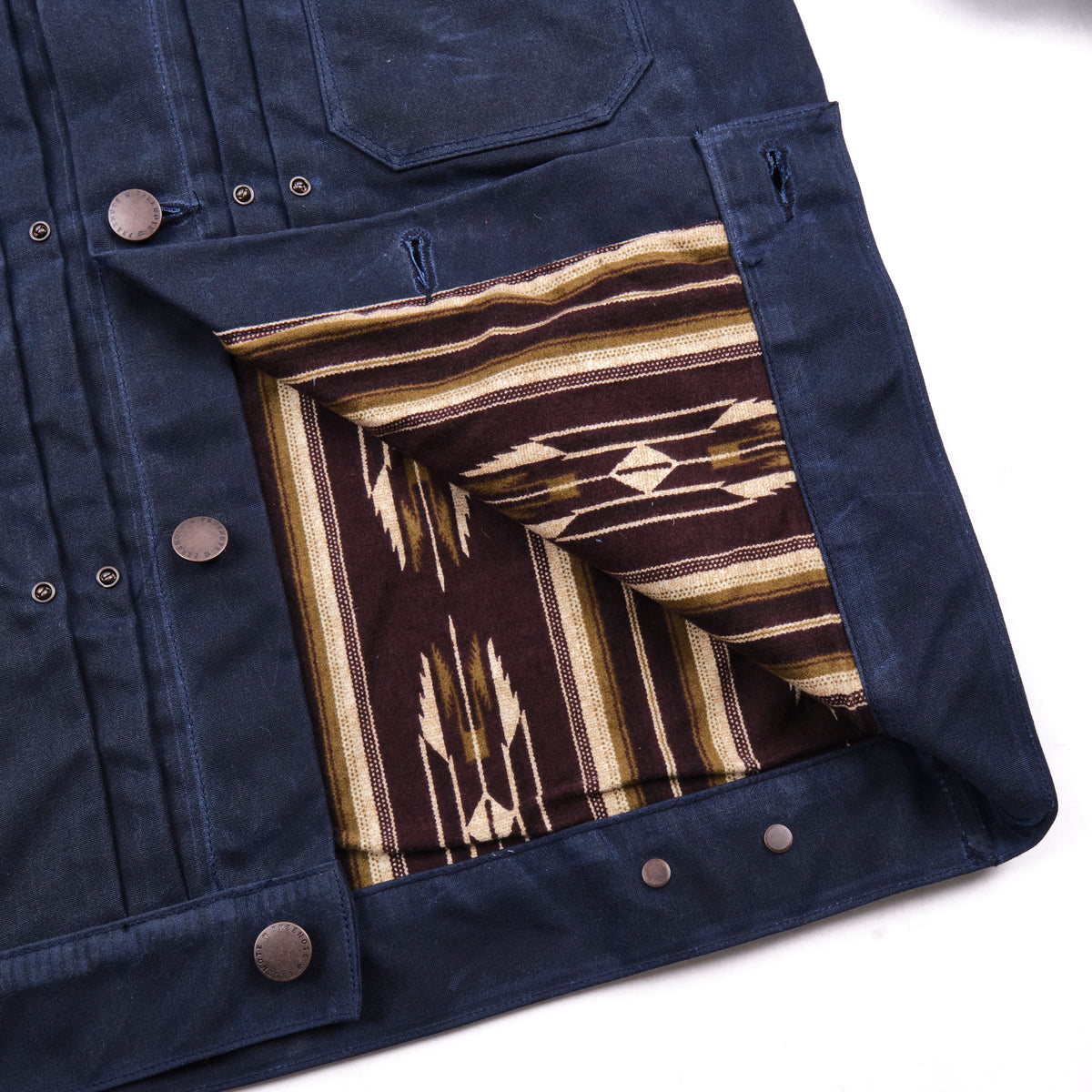 Riders Jacket Waxed Canvas Navy Purple Interior
