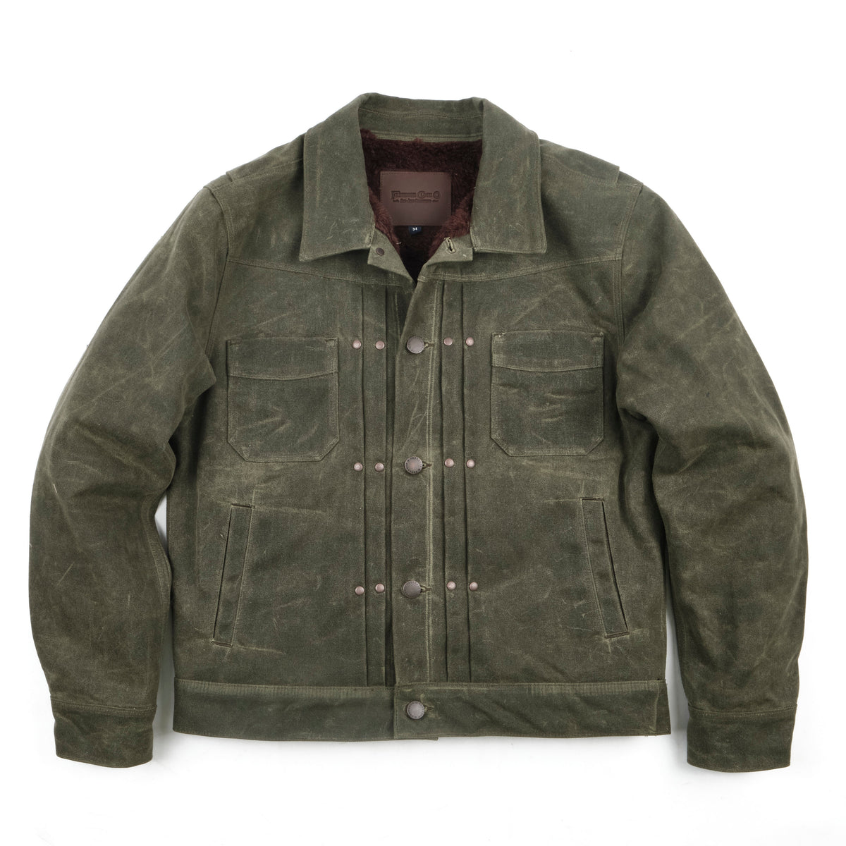 Riders Jacket Heavy Waxed Canvas Olive Alpaca