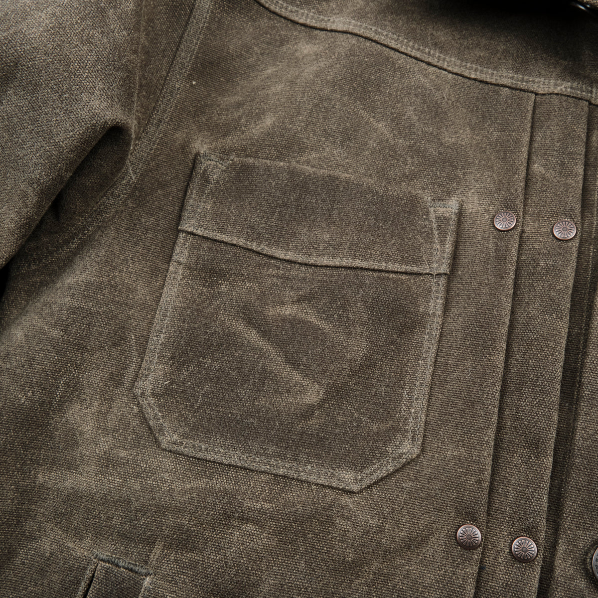 Riders Jacket Heavy Waxed Canvas Tobacco Wool