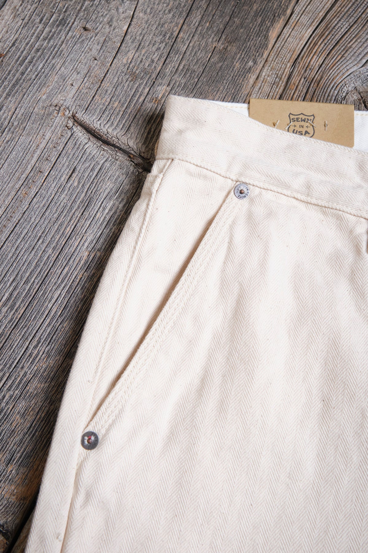 Ortega Pant 13 Ounce Natural Herringbone