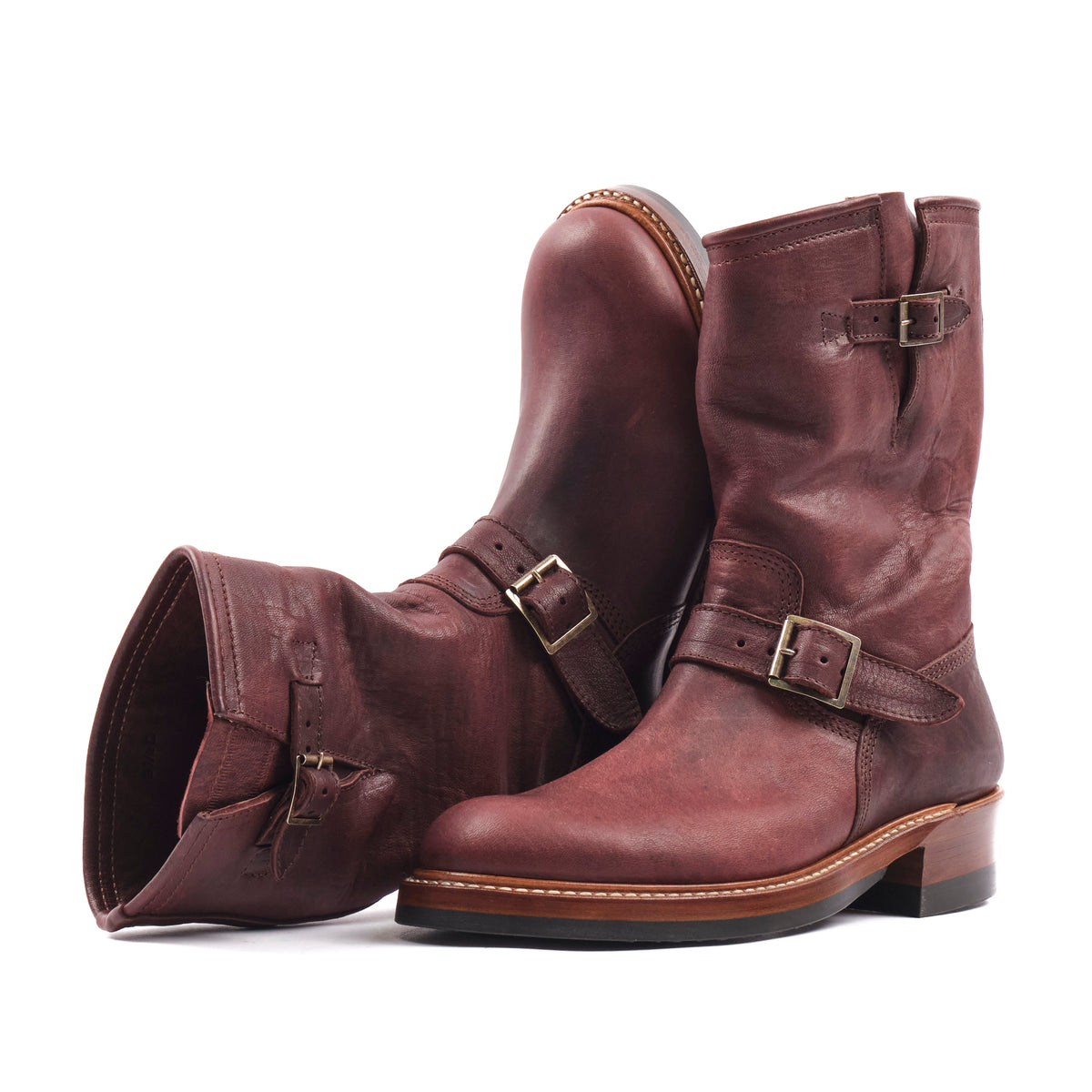 John Lofgren Wabash Engineer Boots Burnt Burgundy Ezo Deerskin
