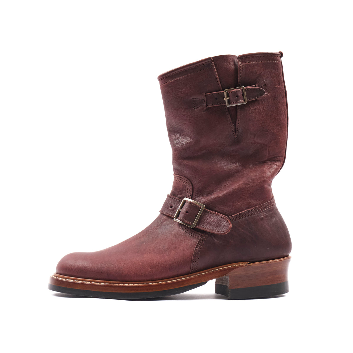 John Lofgren Wabash Engineer Boots Burnt Burgundy Ezo Deerskin