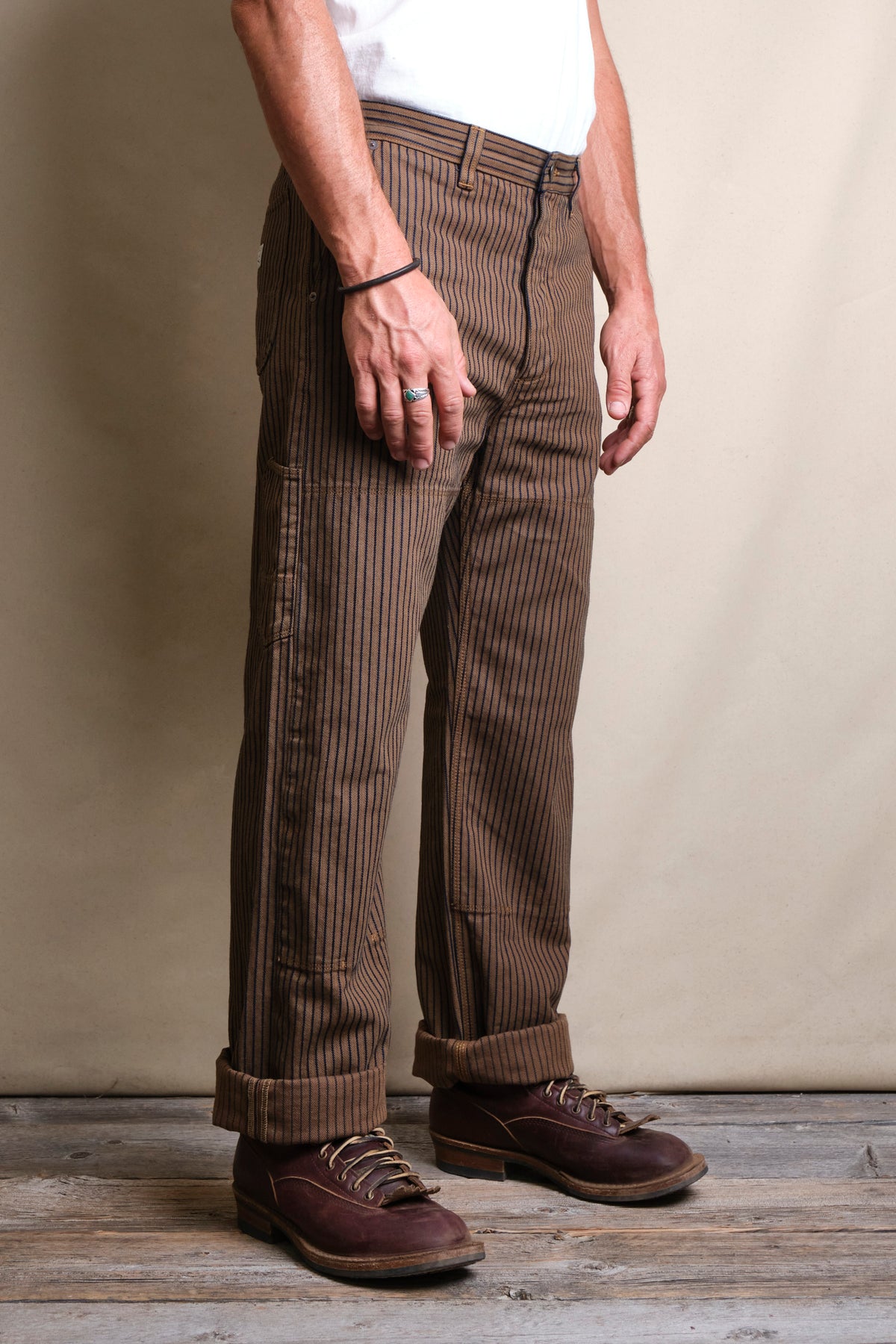 Ortega Pant Brown Herringbone Dobby