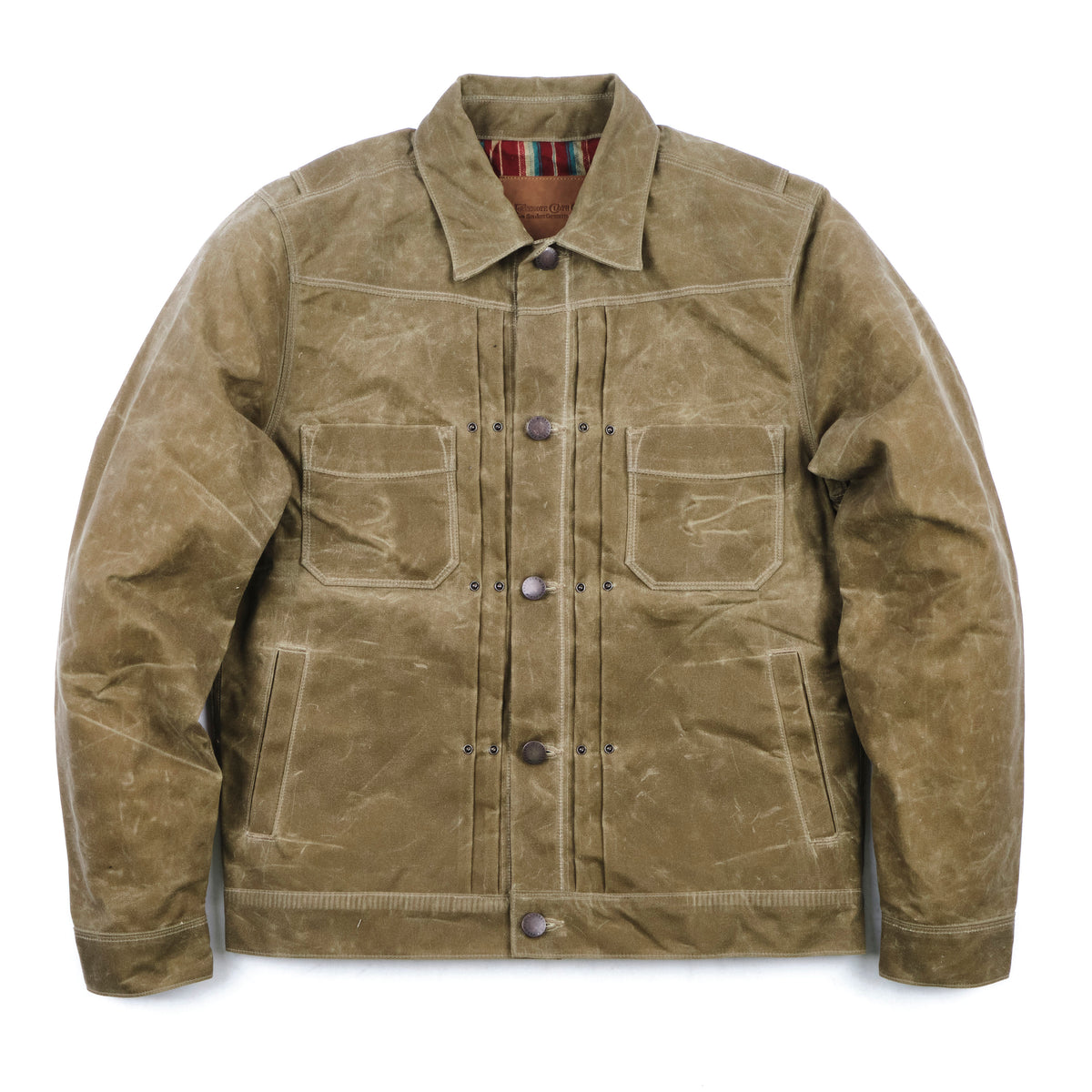 Riders Jacket Waxed Canvas Tobacco Red Interior