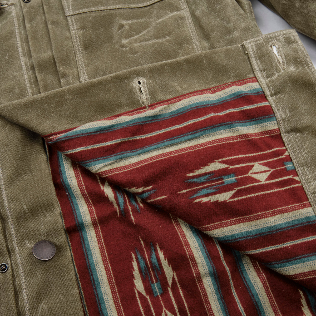 Riders Jacket Waxed Canvas Tobacco Red Interior