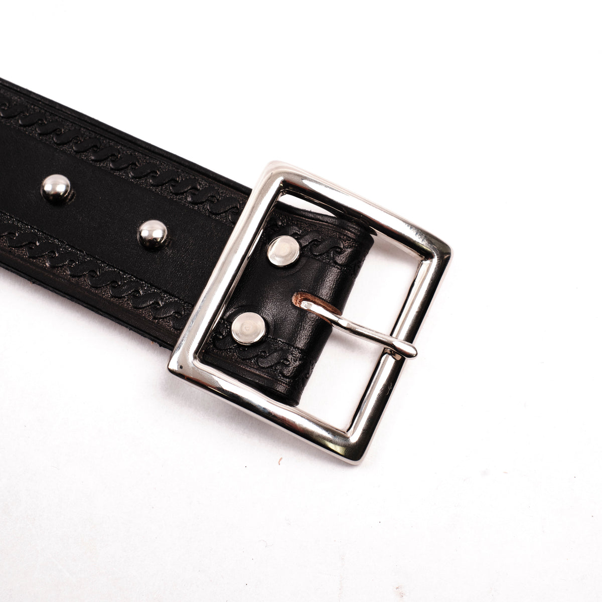 Codina Leather - Serpentine Spotted Garrison Belt Black