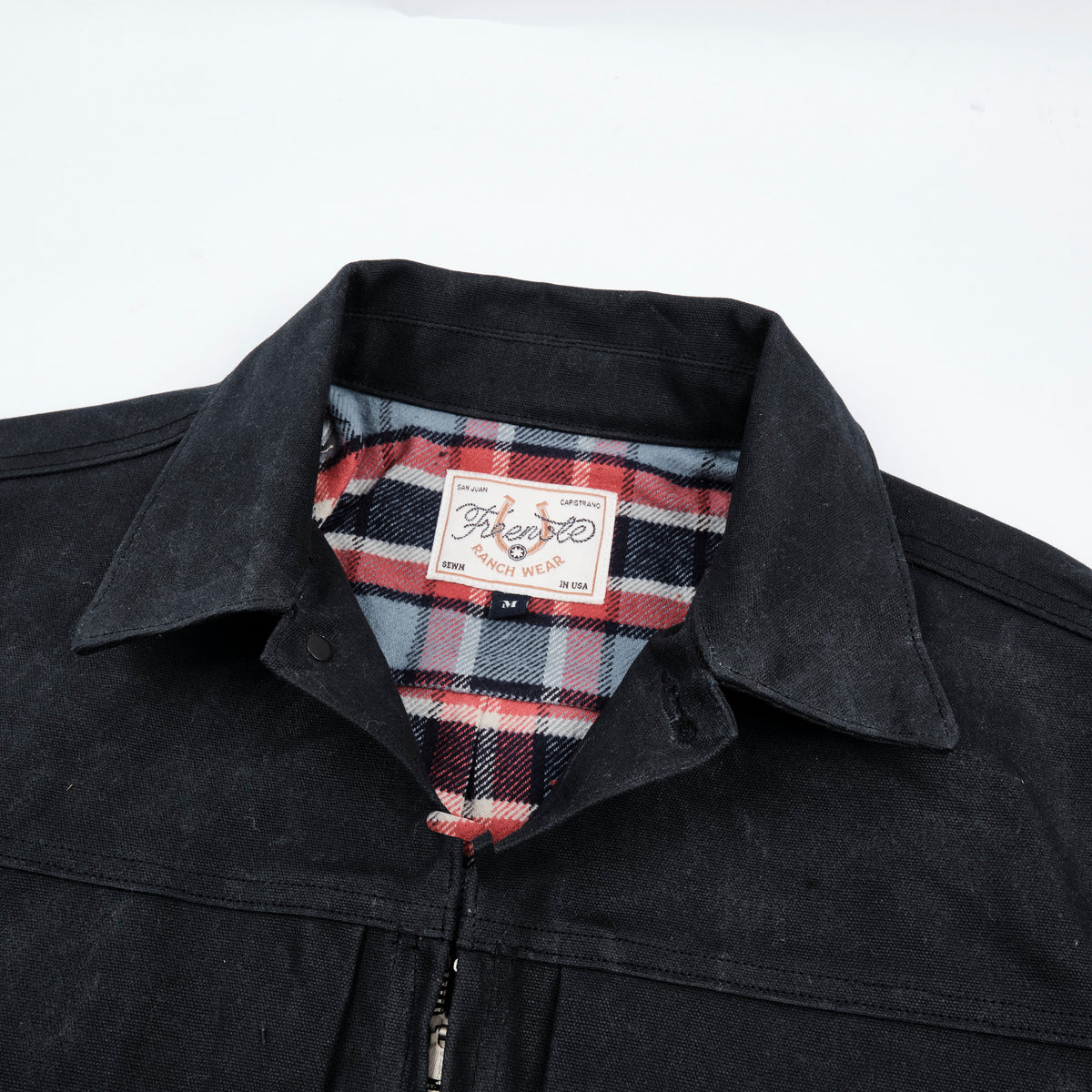 Faro Black Heavy Waxed Canvas Blue Plaid