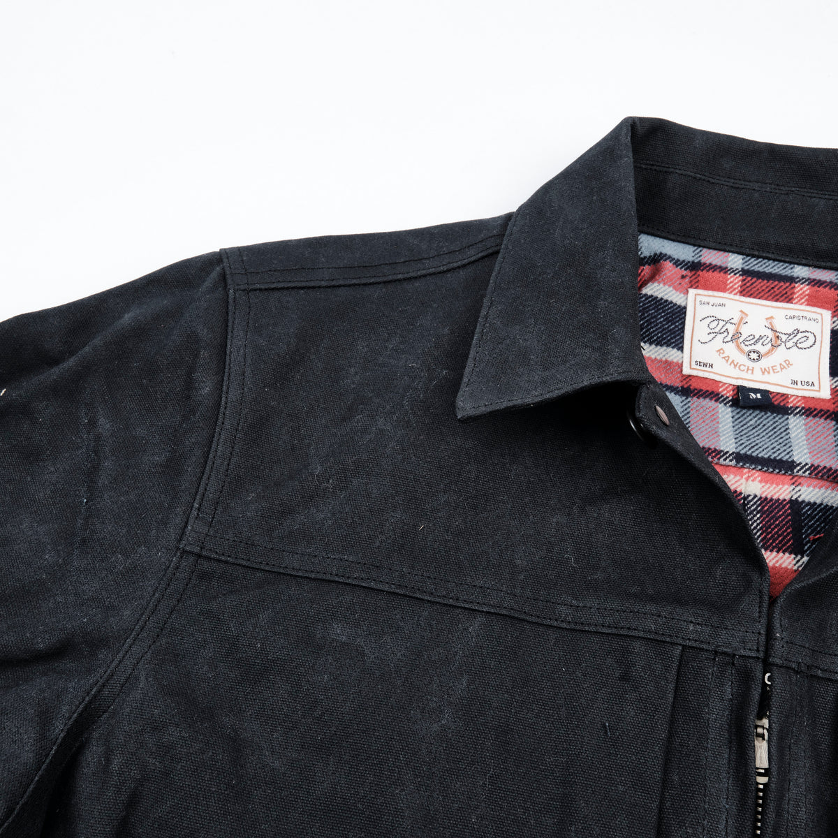 Faro Black Heavy Waxed Canvas Blue Plaid
