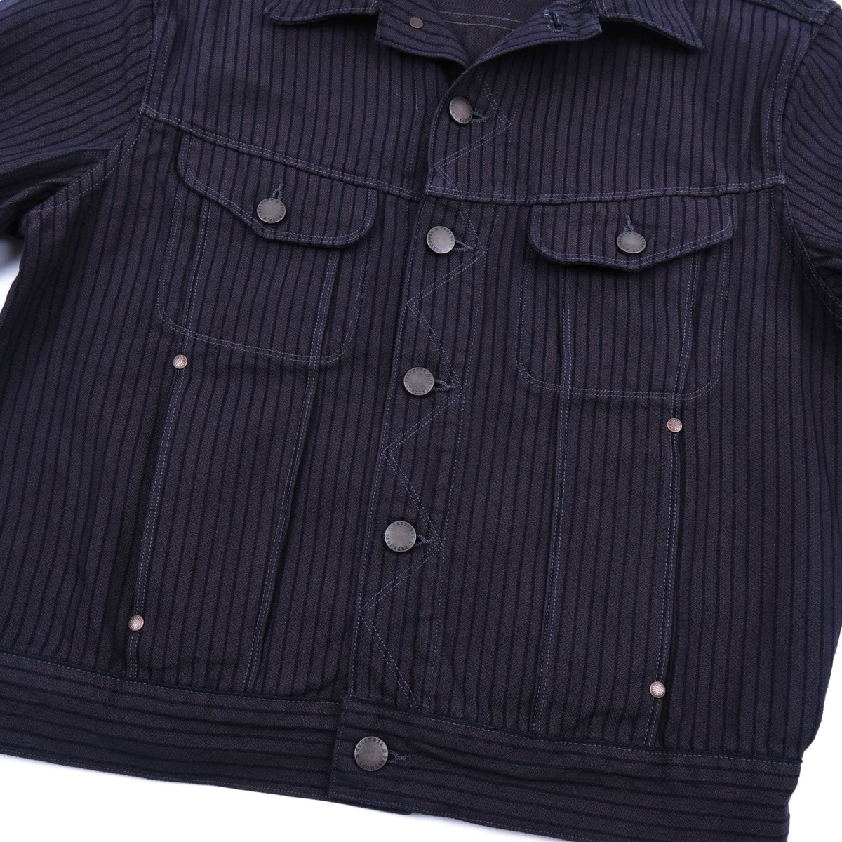 High Low Indigo Herringbone Dobby Jacket