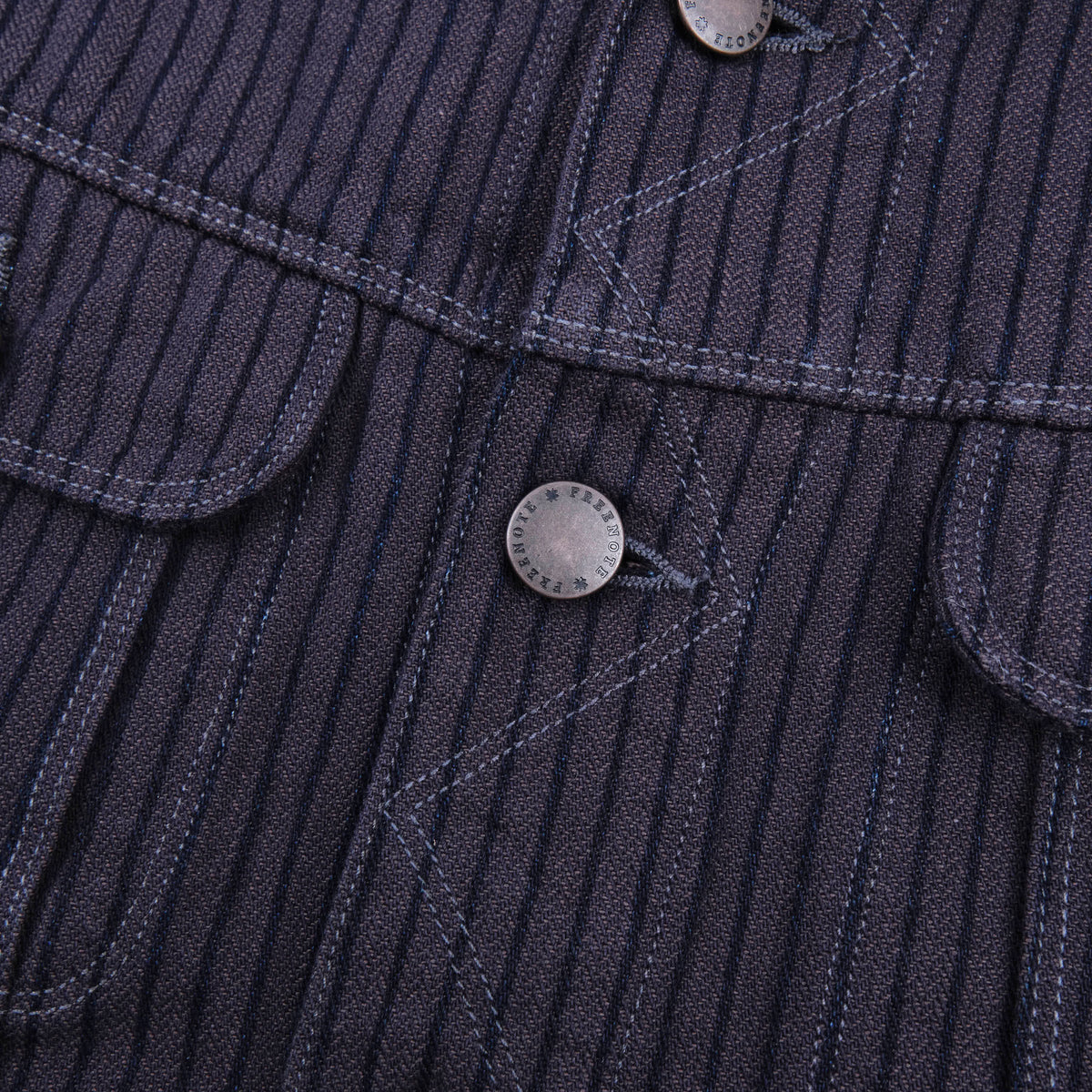 High Low Indigo Herringbone Dobby Jacket