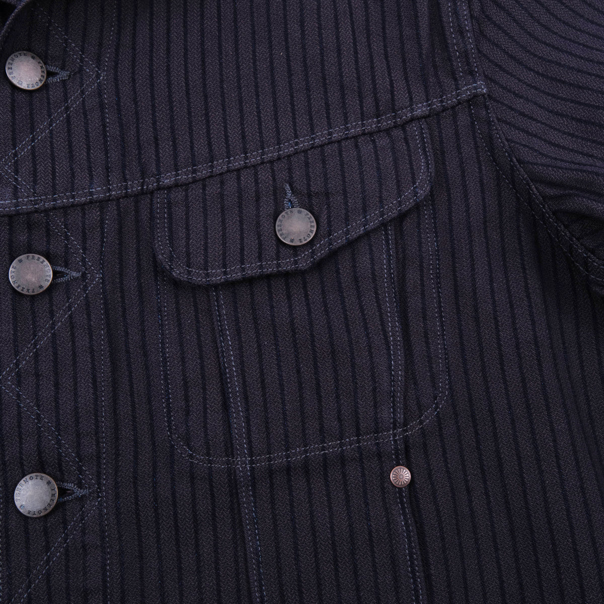 High Low Indigo Herringbone Dobby Jacket