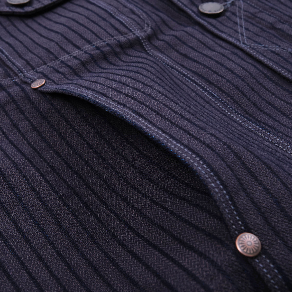 High Low Indigo Herringbone Dobby Jacket
