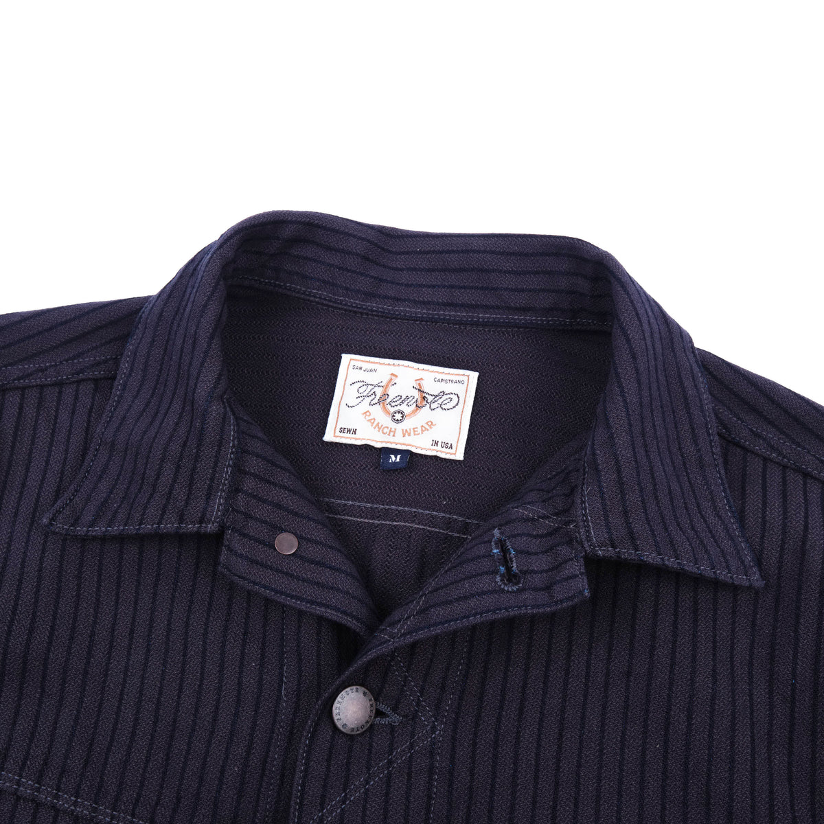 High Low Indigo Herringbone Dobby Jacket