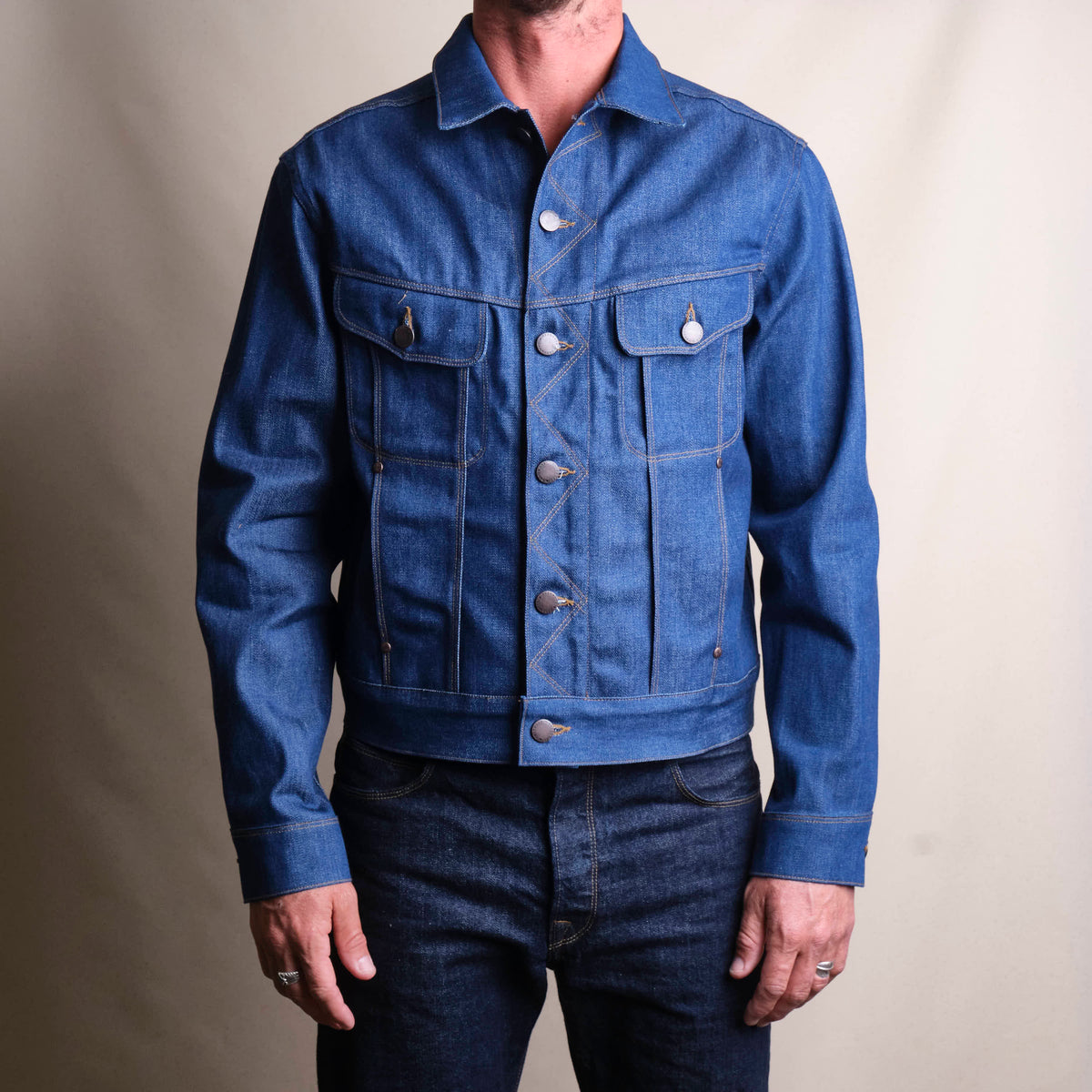 High Low 12 Ounce Vintage Blue Denim Jacket
