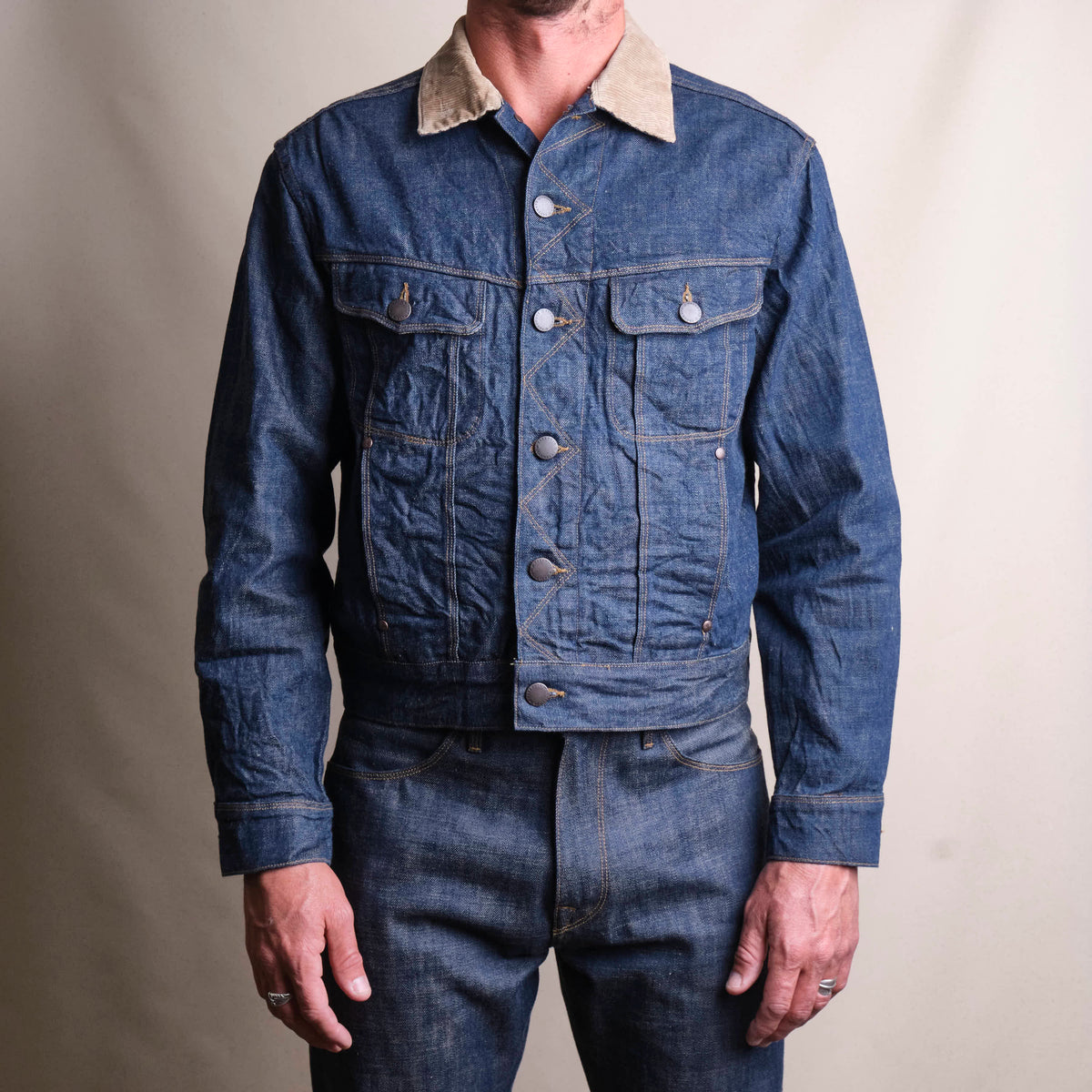 High Low 13 Ounce Natural Indigo Rinsed Jacket